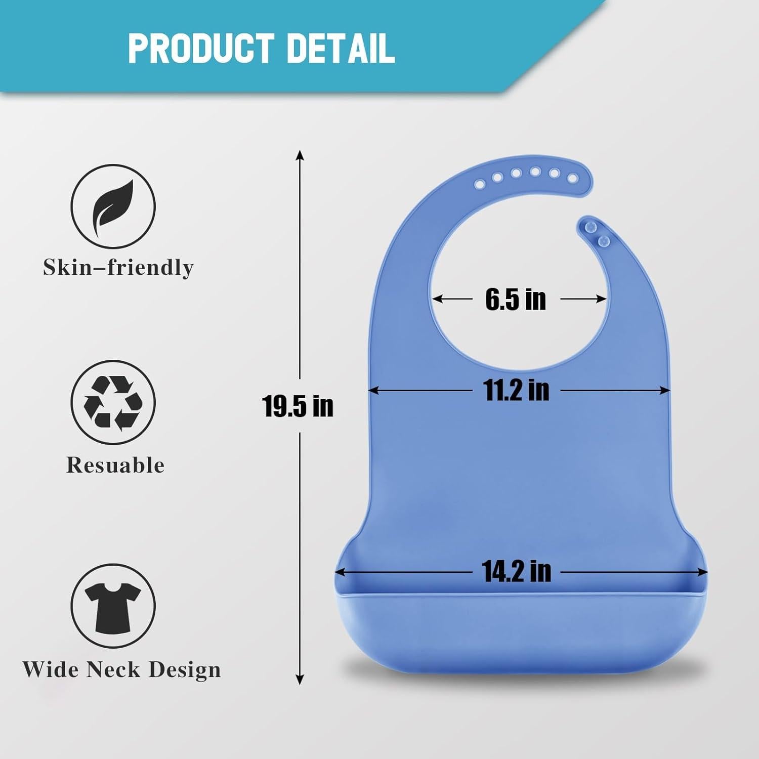 Babero Ajustable de Silicona TaoTazon para Adultos - Impermeable y Lavable