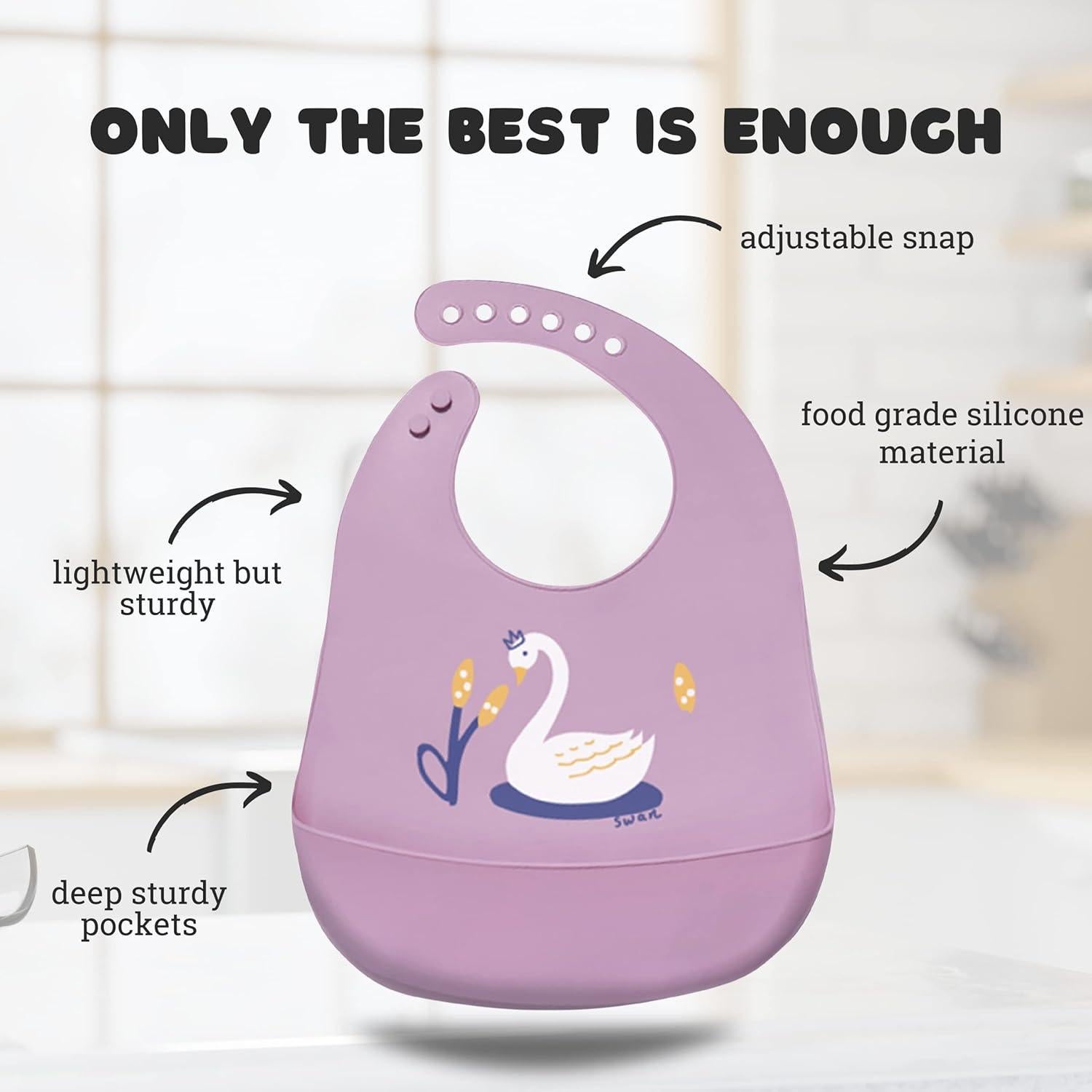 Baberos de Silicona Sarvoza para Bebés - Juego de 3 Ajustables