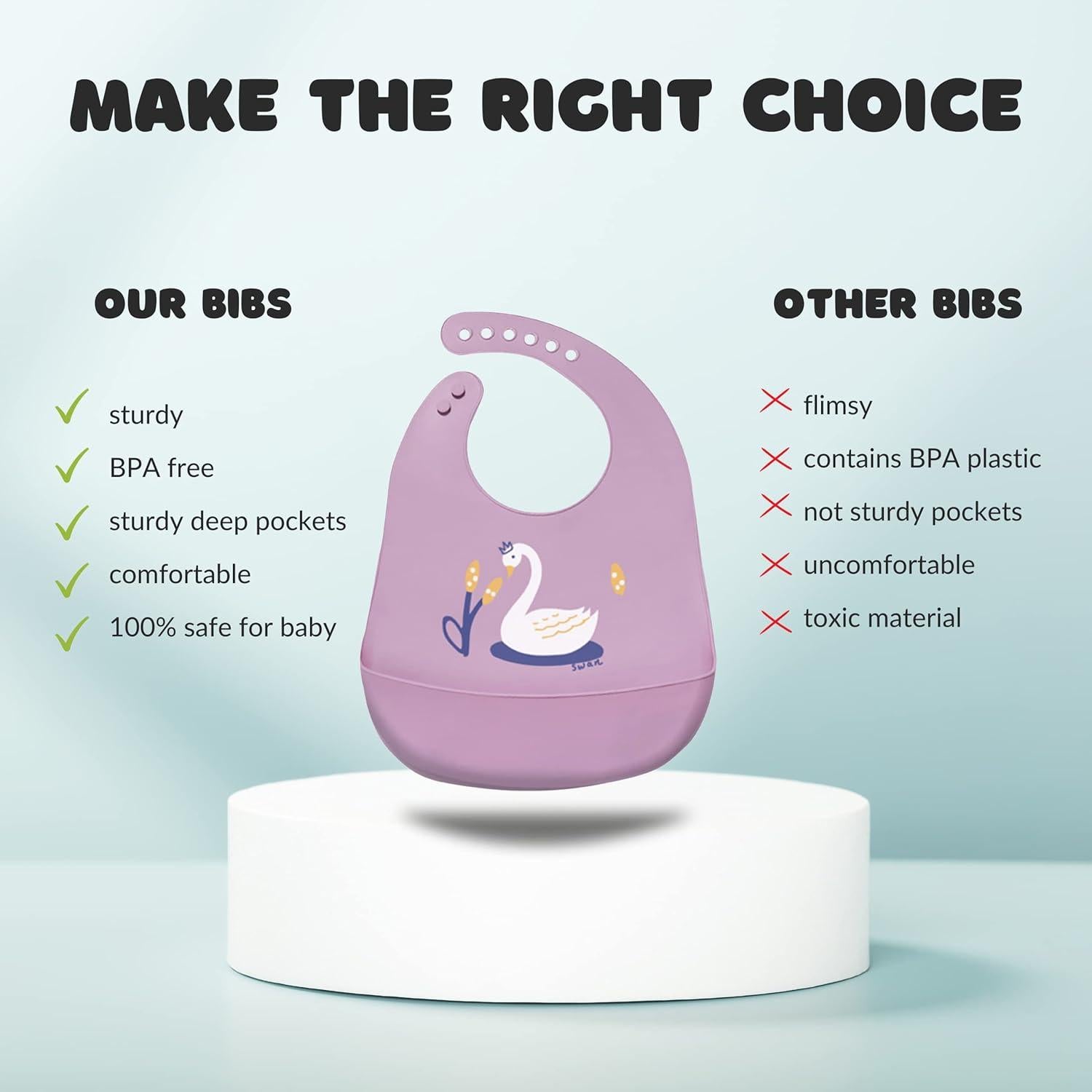 Baberos de Silicona Sarvoza para Bebés - Juego de 3 Ajustables