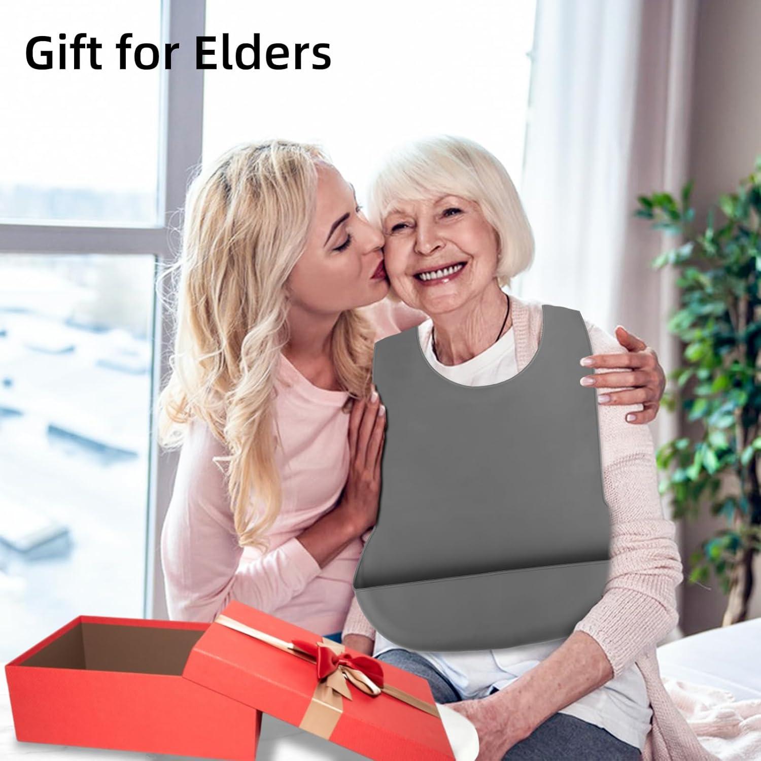 Babero de Silicona Ajustable para Adultos - Unisex - Gris