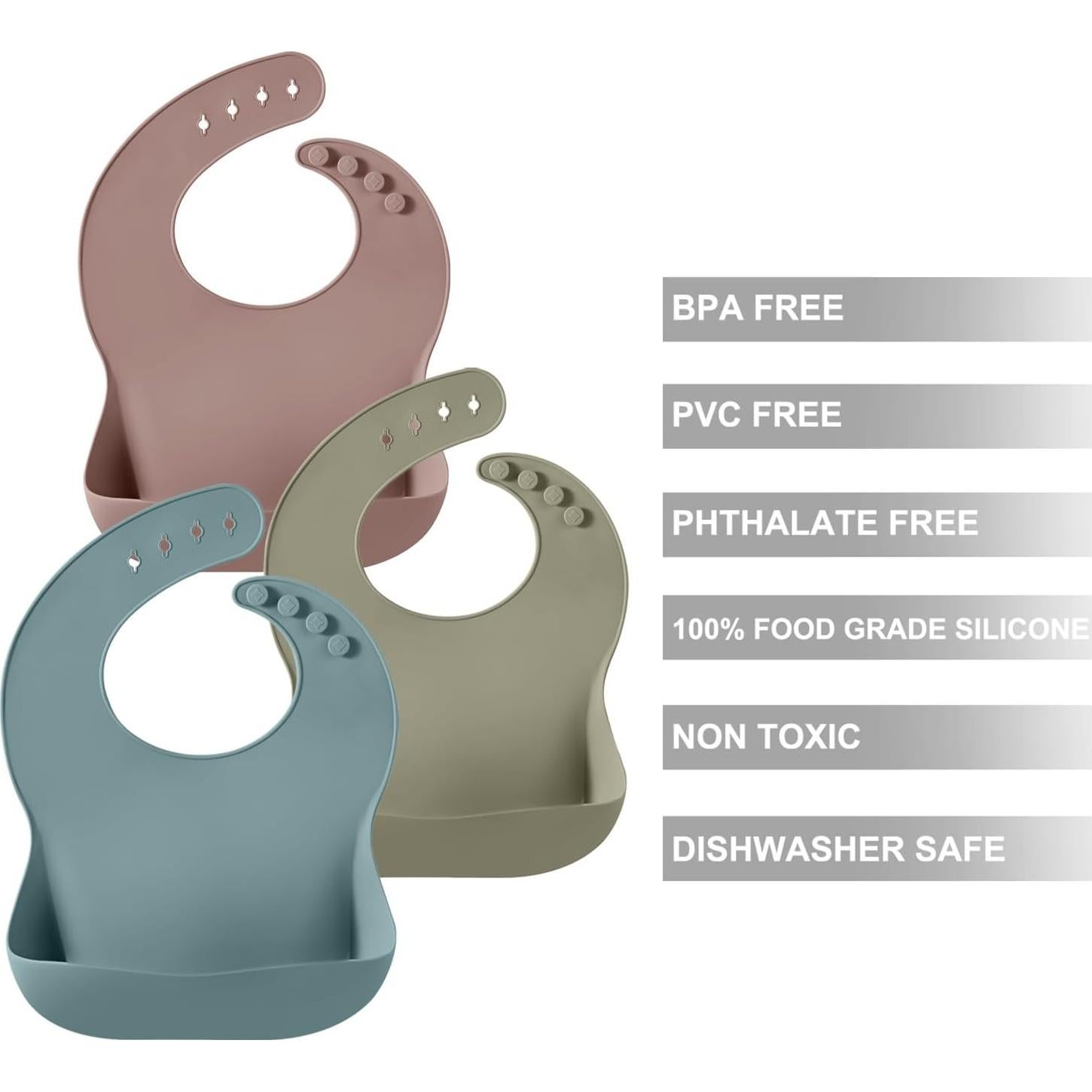 Baberos de Silicona PandaEar para Bebés - 3 Piezas Impermeables