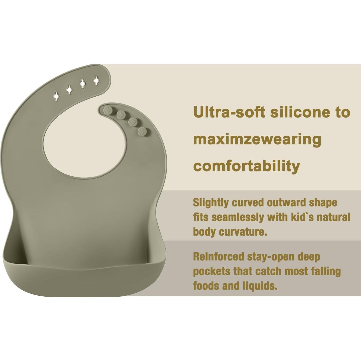 Baberos de Silicona PandaEar para Bebés - 3 Piezas Impermeables