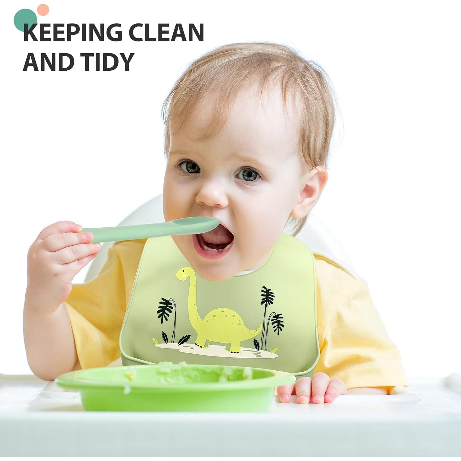 Juego de Baberos de Silicona Zhanmai para Bebés - 3 Piezas Ajustables