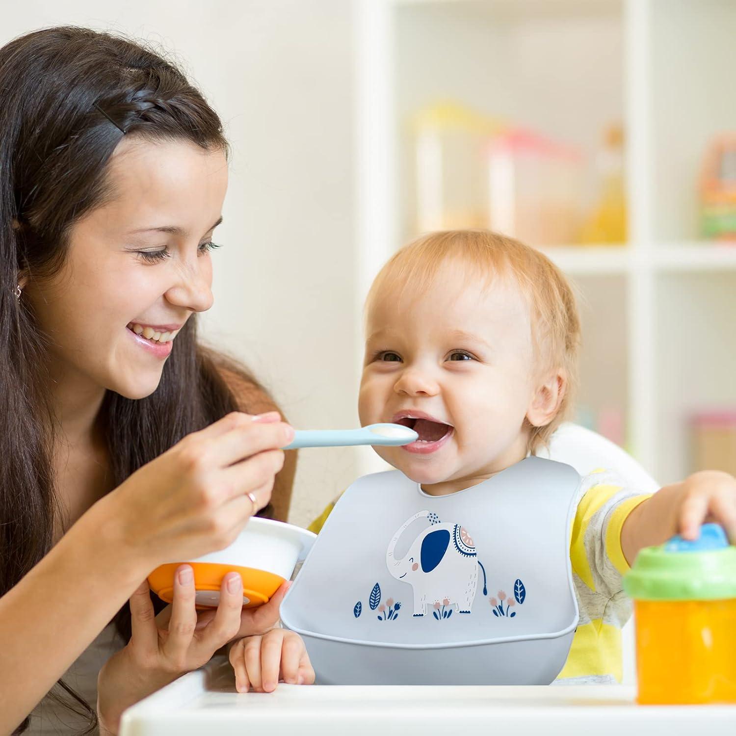 Juego de Baberos de Silicona Zhanmai para Bebés - 3 Piezas Ajustables