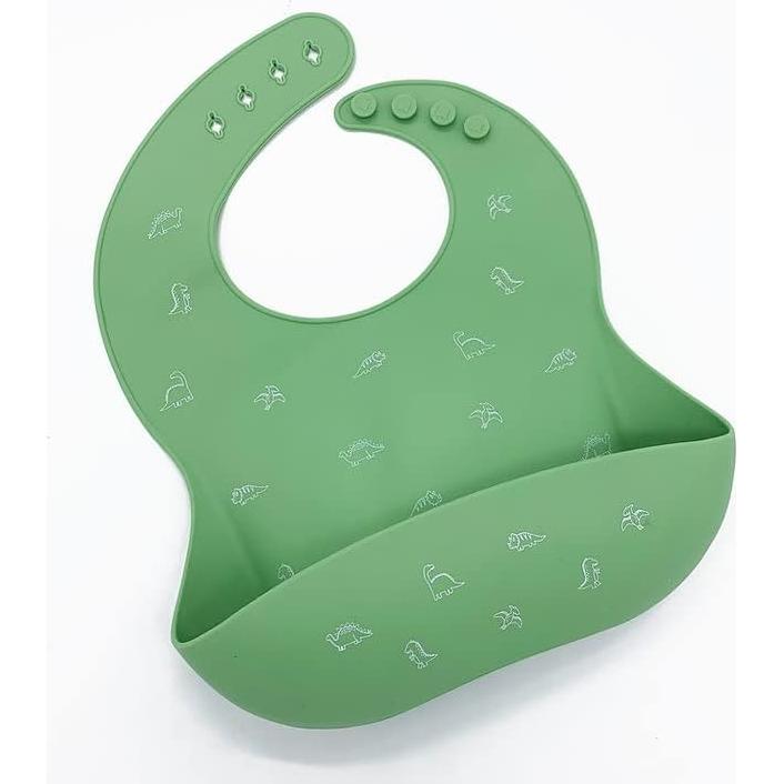 Babero de Silicona Ajustable Little Cubs Verde Impermeable