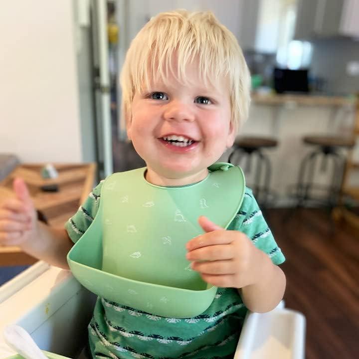 Babero de Silicona Ajustable Little Cubs Verde Impermeable