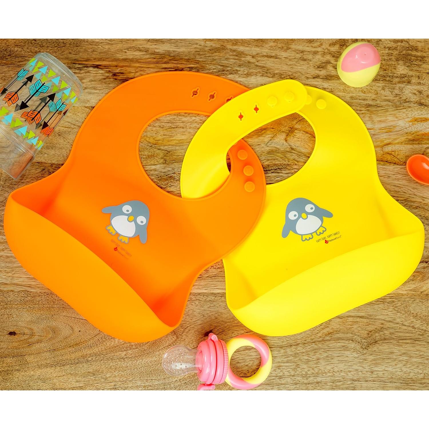 Baberos de Silicona NatureBond con Bolsa Impermeable - 2 Pcs