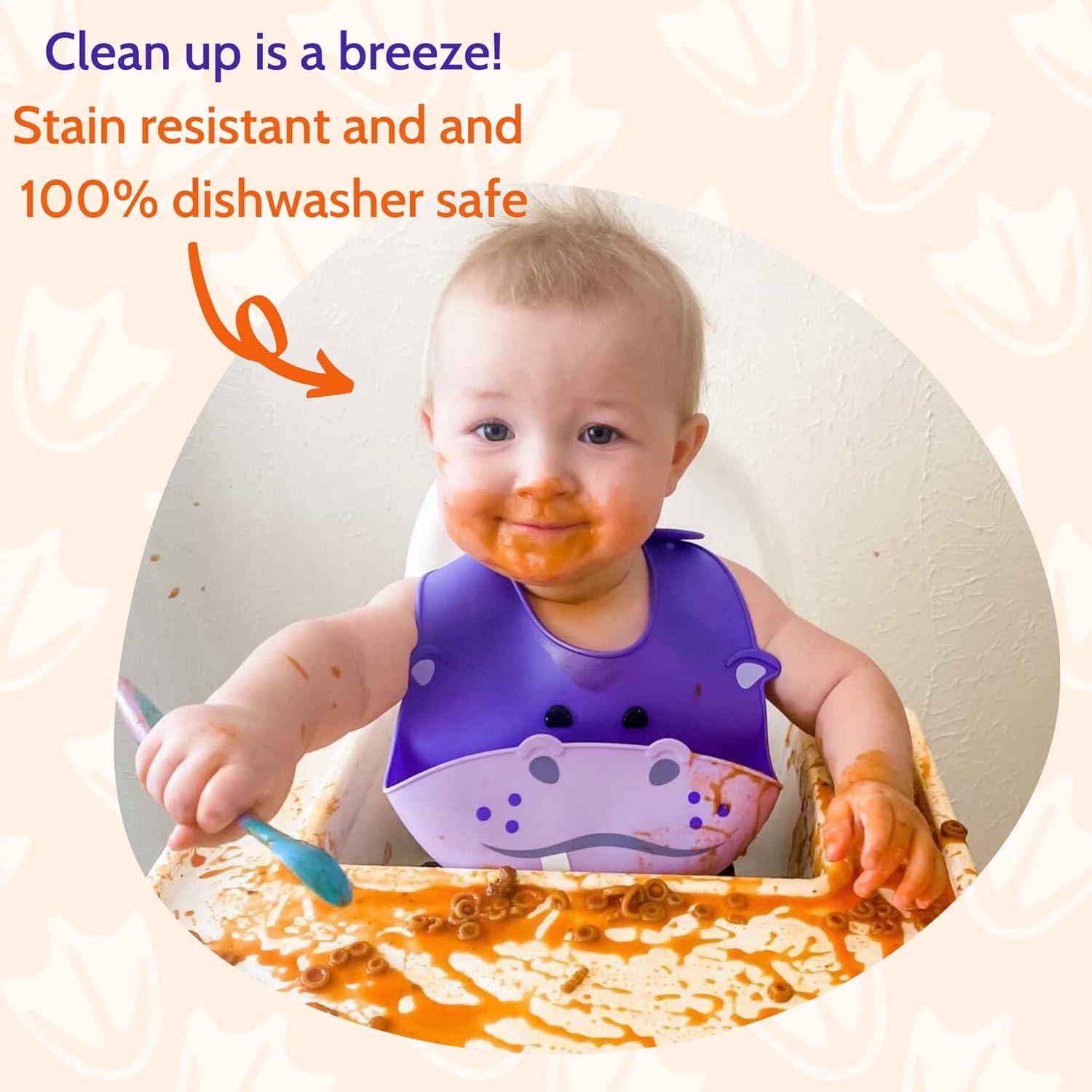 Babero de Silicona Hipopótamo Silly Goose Ajustable Impermeable