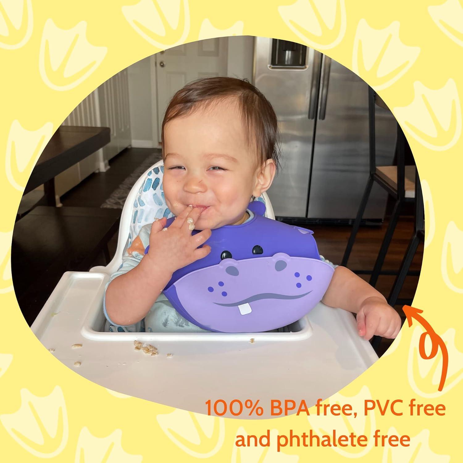 Babero de Silicona Hipopótamo Silly Goose Ajustable Impermeable