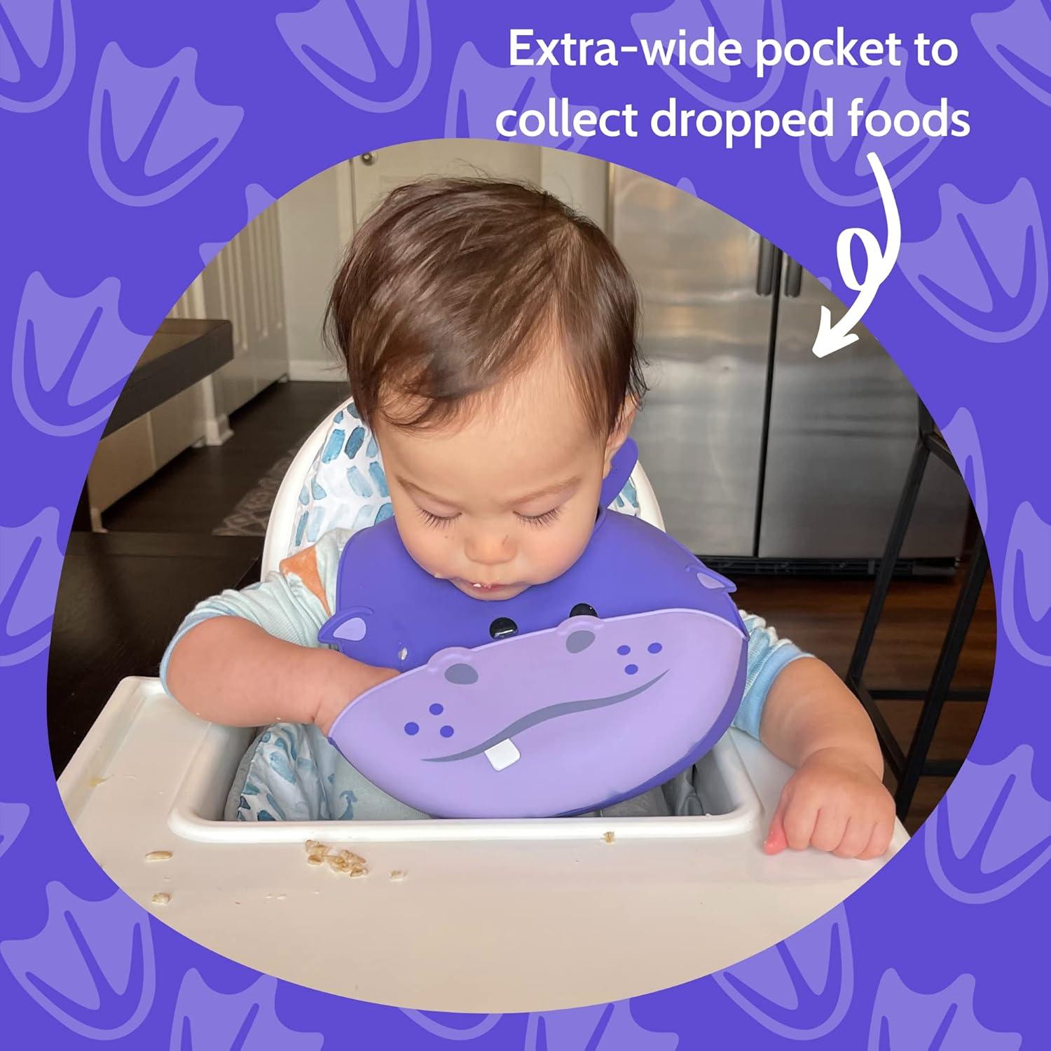 Babero de Silicona Hipopótamo Silly Goose Ajustable Impermeable