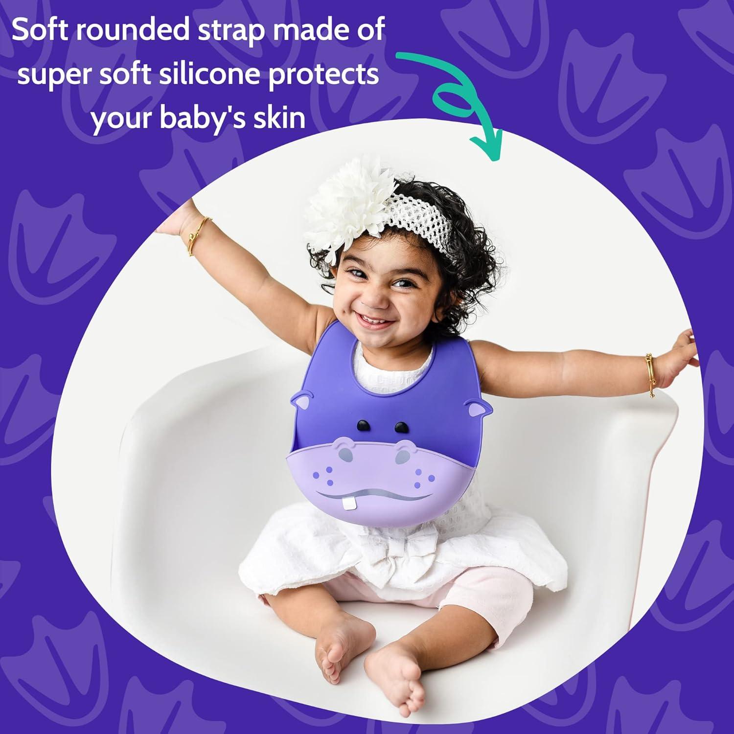 Babero de Silicona Hipopótamo Silly Goose Ajustable Impermeable