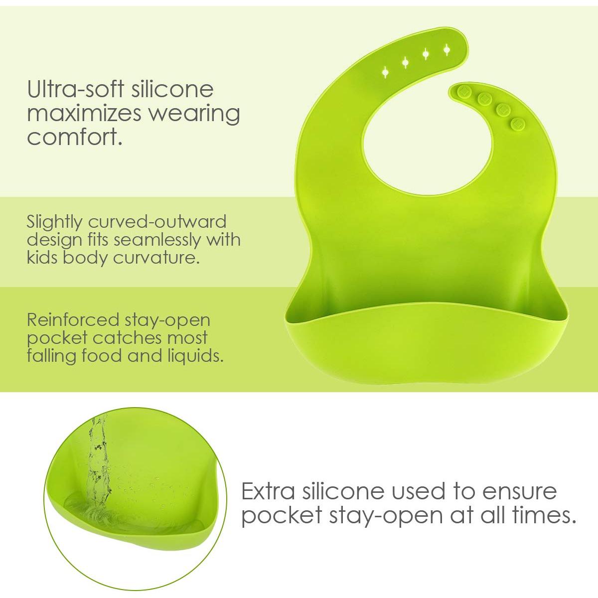 Paquete de 3 Baberos de Silicona Impermeables para Bebés