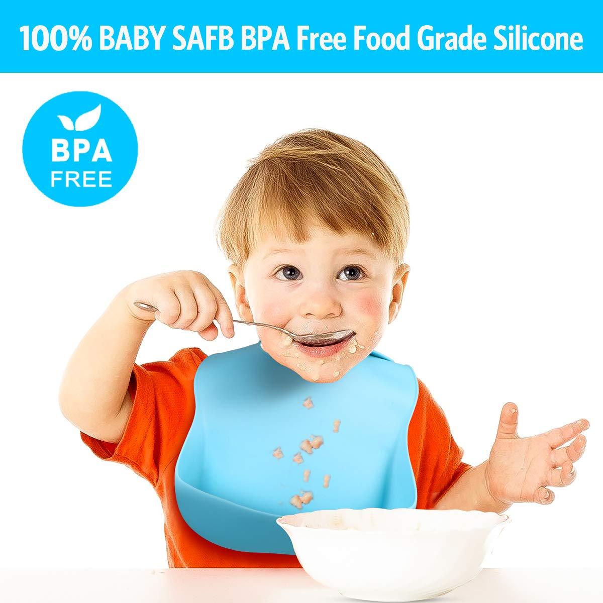 Paquete de 3 Baberos de Silicona Impermeables para Bebés