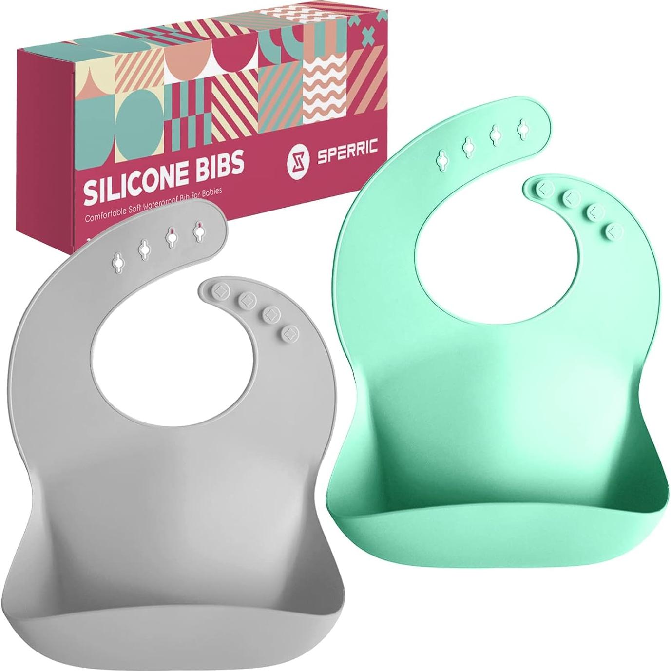 Babero de Silicona Sperric Ajustable Impermeable para Bebé