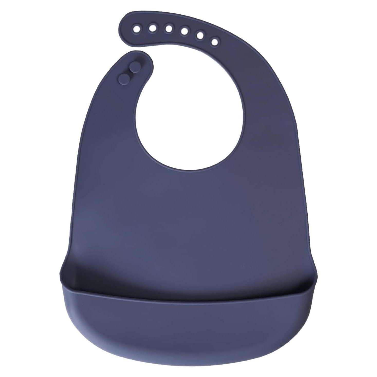 Babero de Silicona Azul Pizarra Libre de BPA con Bolsillo