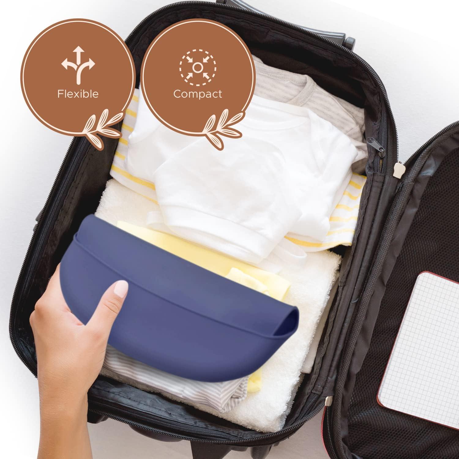 Babero de Silicona Azul Pizarra Libre de BPA con Bolsillo