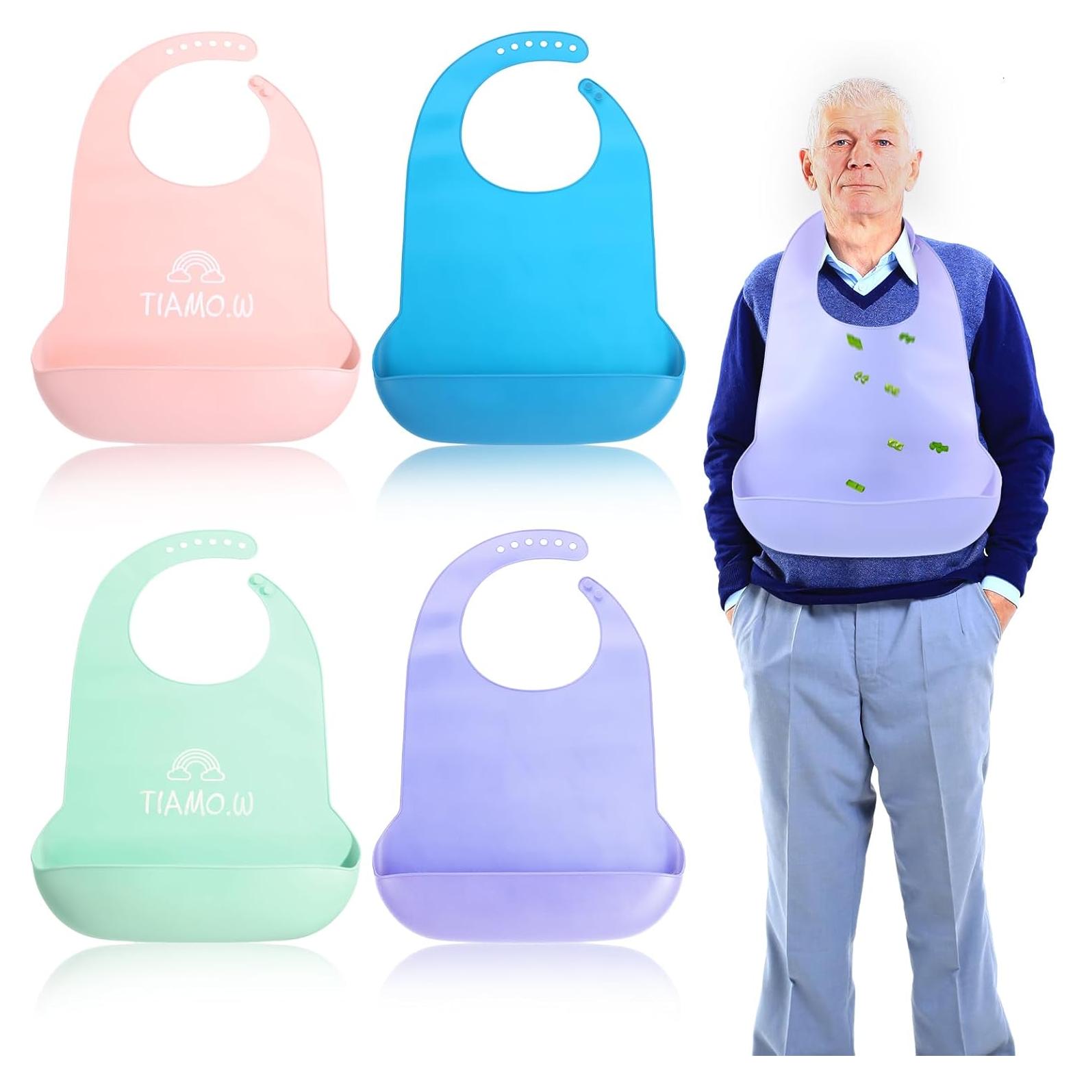 Baberos de Silicona para Adultos 4 Piezas Ajustables Unisex