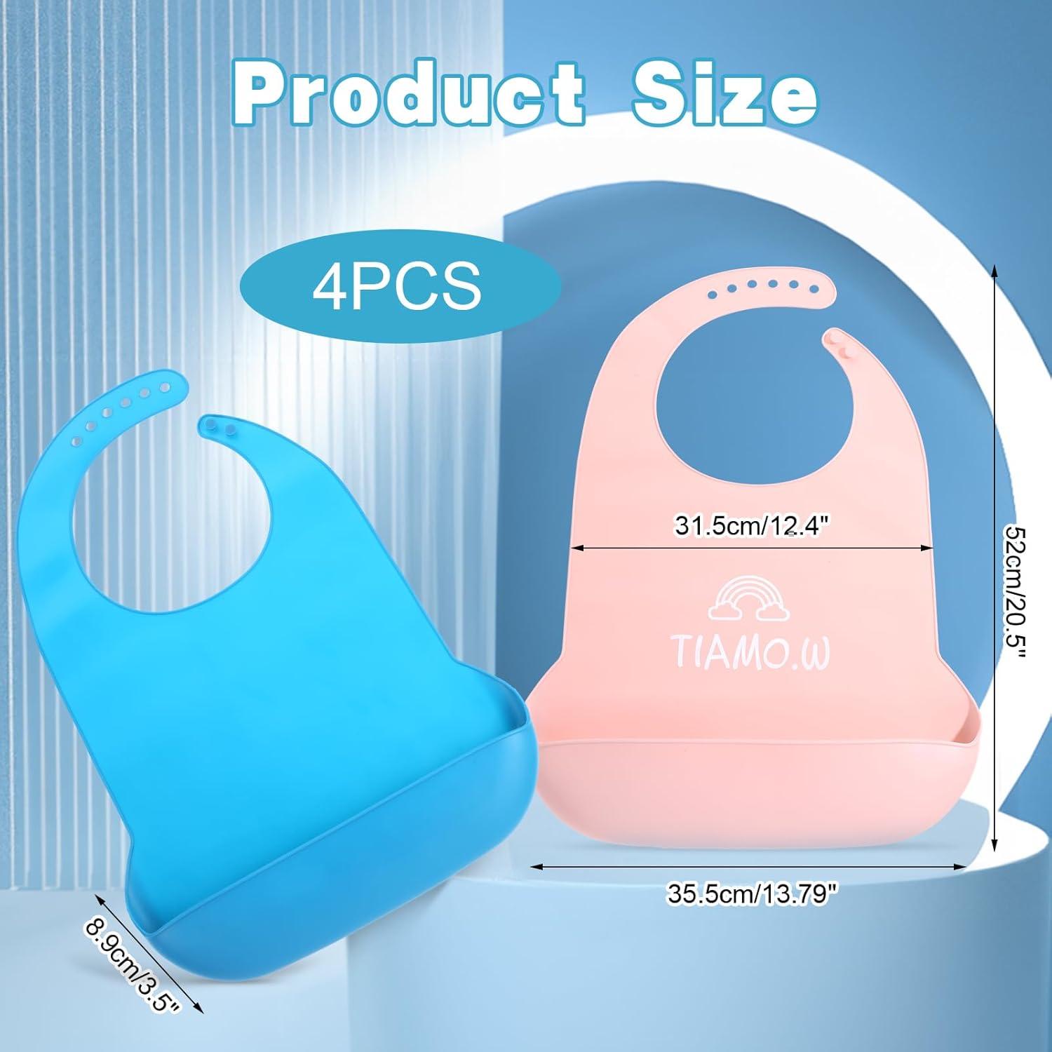 Baberos de Silicona para Adultos 4 Piezas Ajustables Unisex