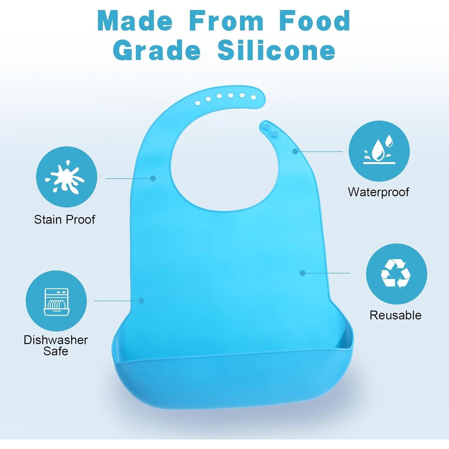 Baberos de Silicona para Adultos 4 Piezas Ajustables Unisex