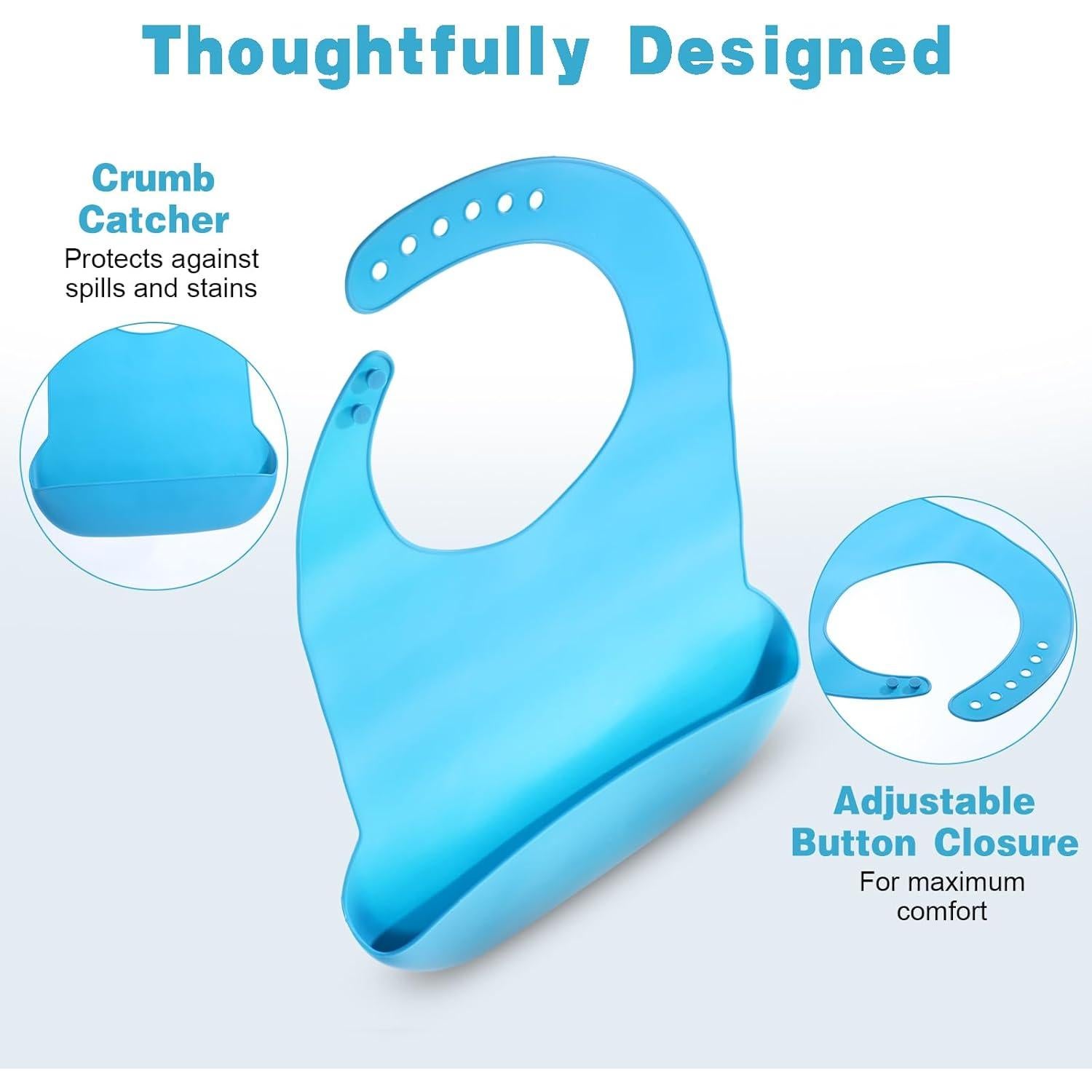 Baberos de Silicona para Adultos 4 Piezas Ajustables Unisex