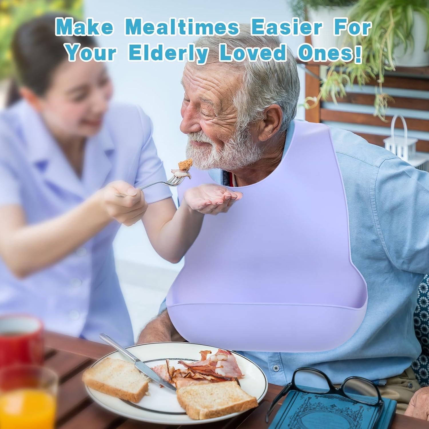 Baberos de Silicona para Adultos 4 Piezas Ajustables Unisex