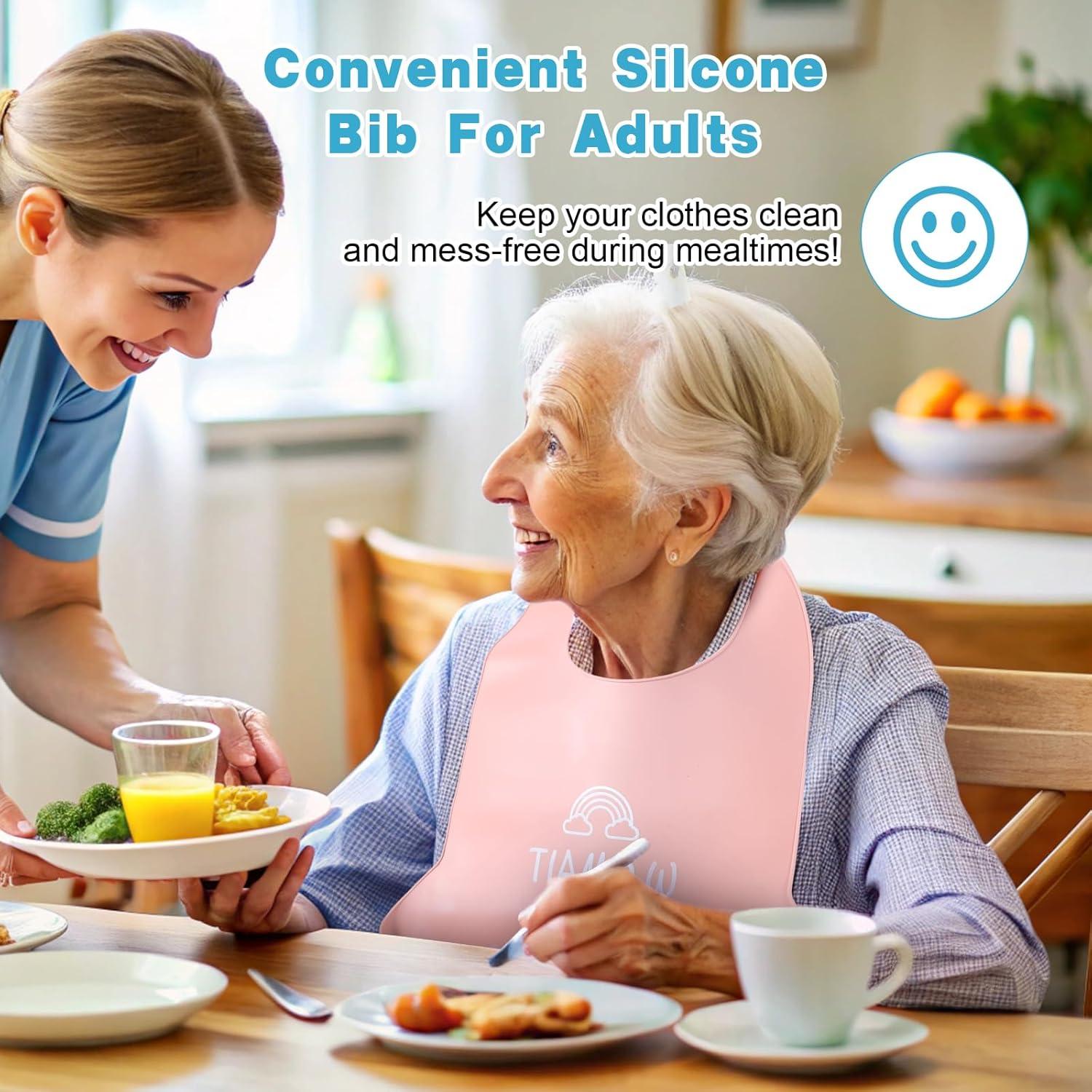 Baberos de Silicona para Adultos 4 Piezas Ajustables Unisex