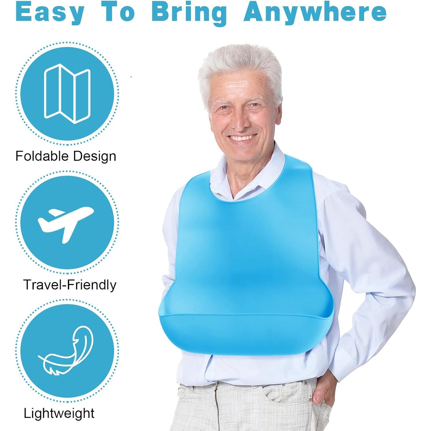 Baberos de Silicona para Adultos 4 Piezas Ajustables Unisex