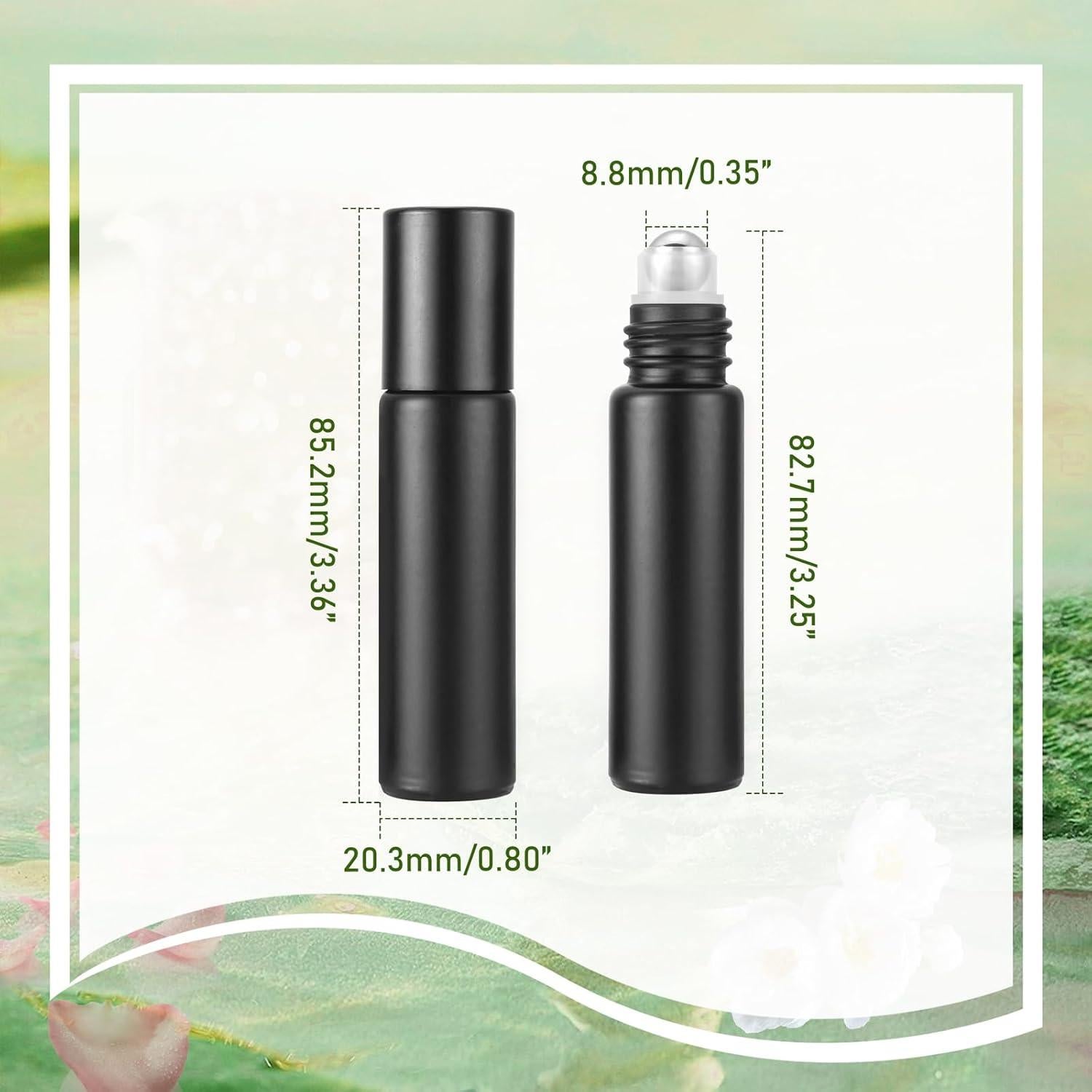 Botellas de vidrio con rodillo Kesell 10 ml - Paquete de 10 negras