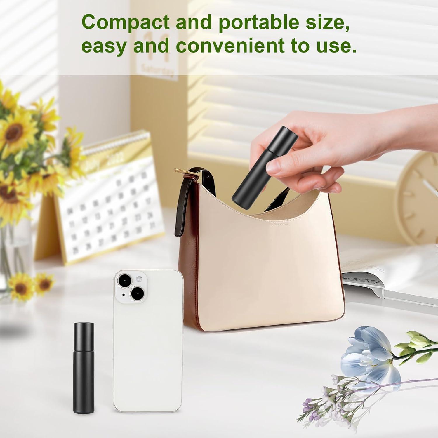 Botellas de vidrio con rodillo Kesell 10 ml - Paquete de 10 negras