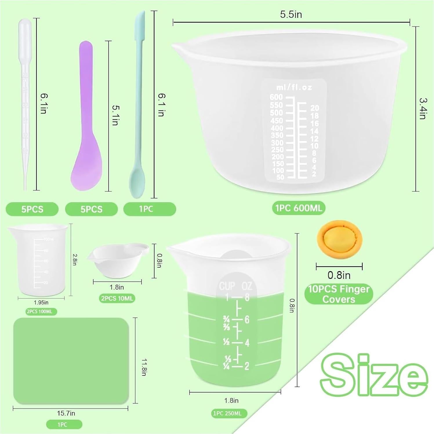 Kit de Tazas Medidoras de Silicona Sjubaopen 600ml 250ml 100ml