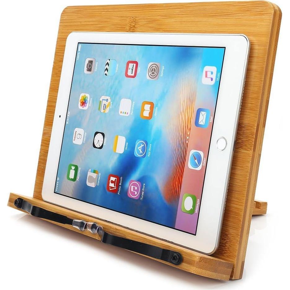 Soporte de Libro Ajustable de Bambú Wishacc - Plegable y Resistente