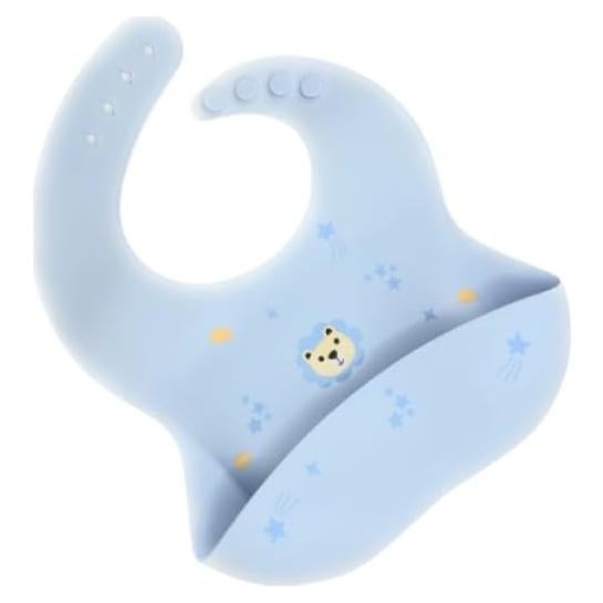 Bibs de Silicona Impermeables Ajustables para Bebés Azul