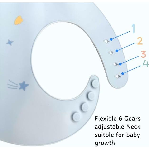 Bibs de Silicona Impermeables Ajustables para Bebés Azul