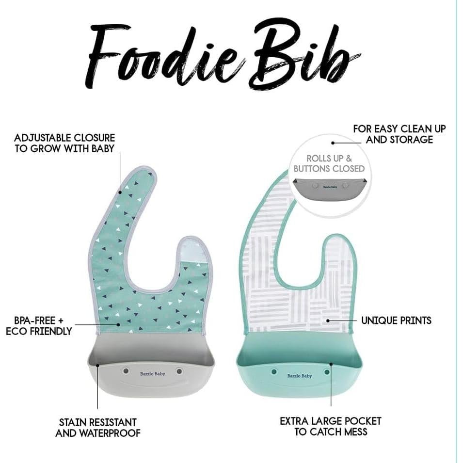 Baberos de Silicona Bazzle Baby con Recogedor - 2 Piezas