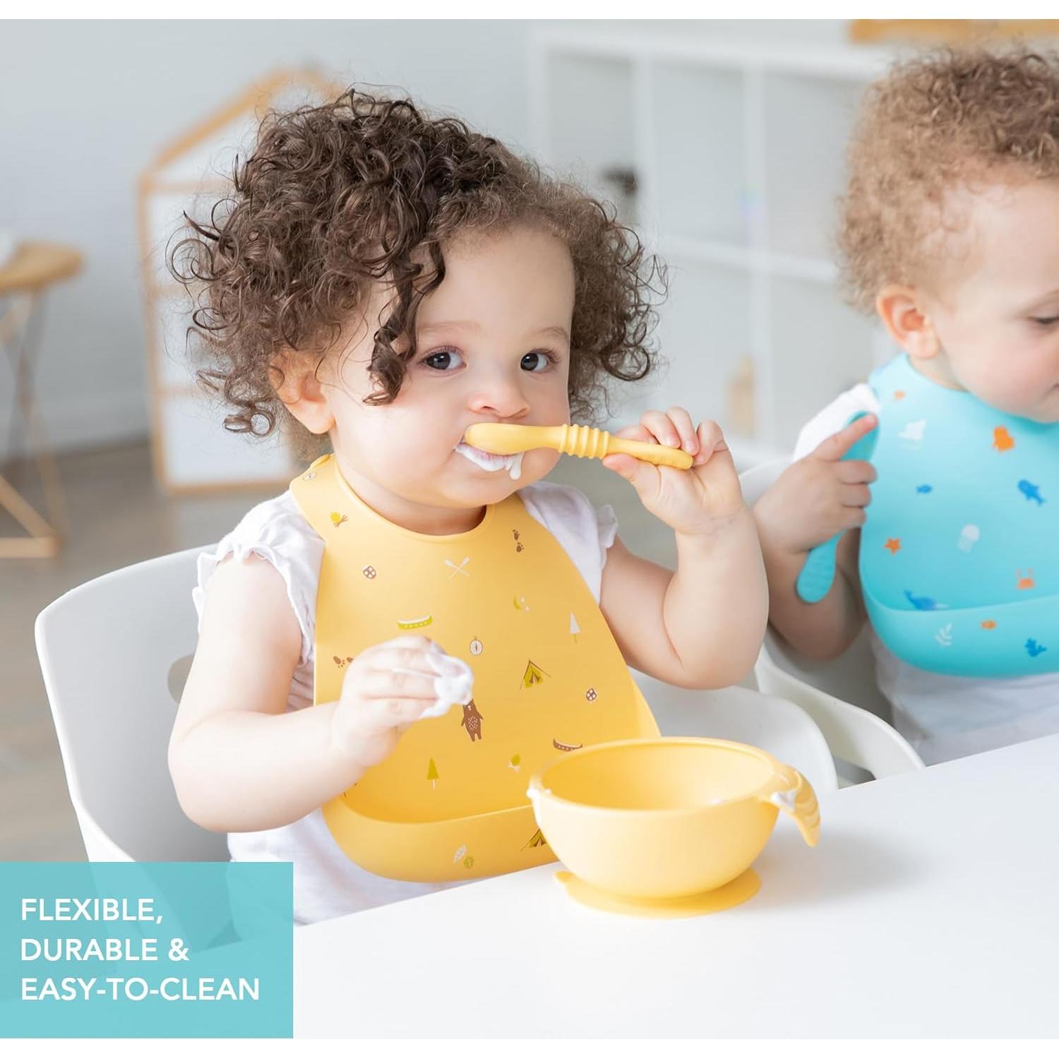 Babero de Silicona Bumkins para Bebés 6-24 Meses - Equipo de Camping