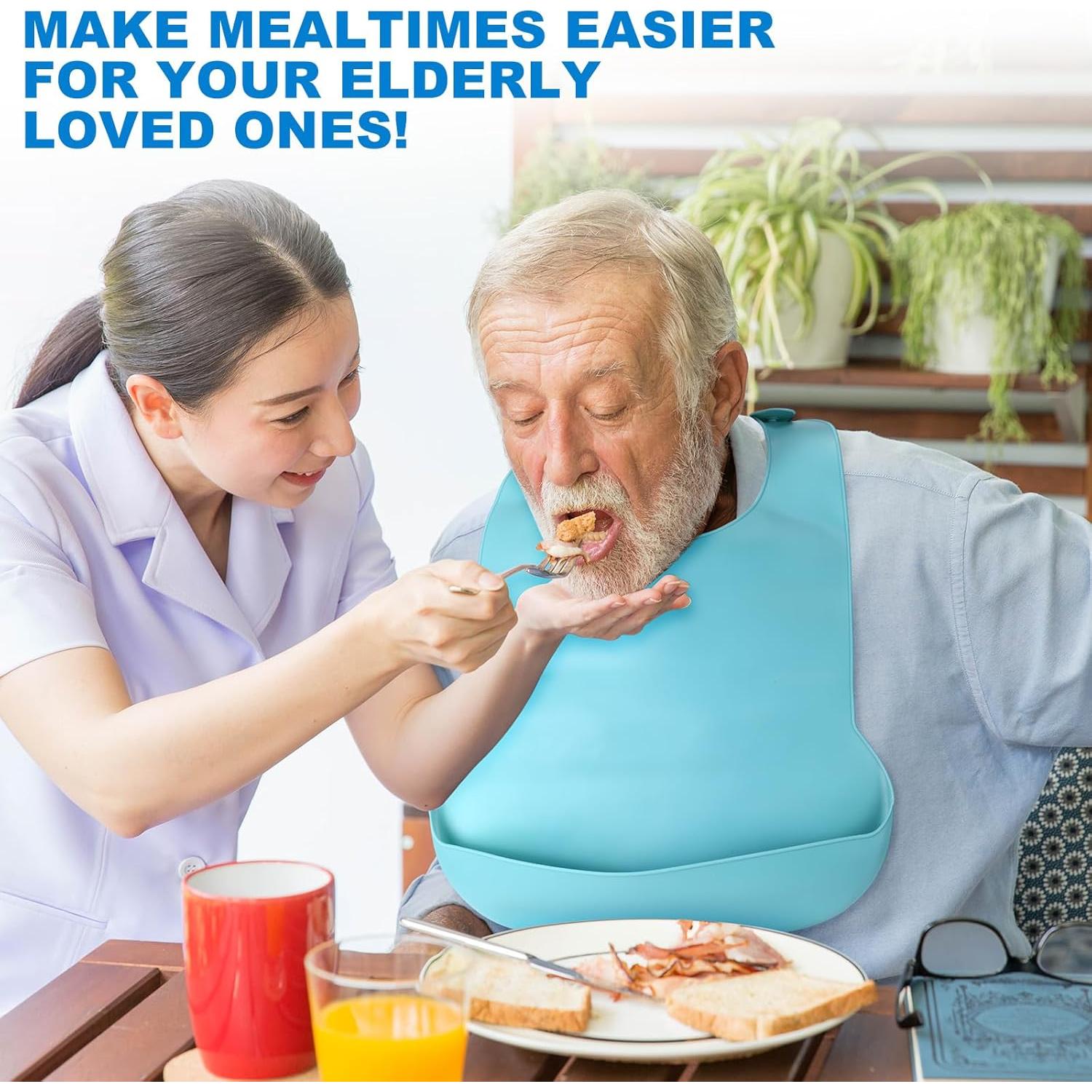 Paquete de 10 Baberos de Silicona Jeere para Adultos 52x36cm