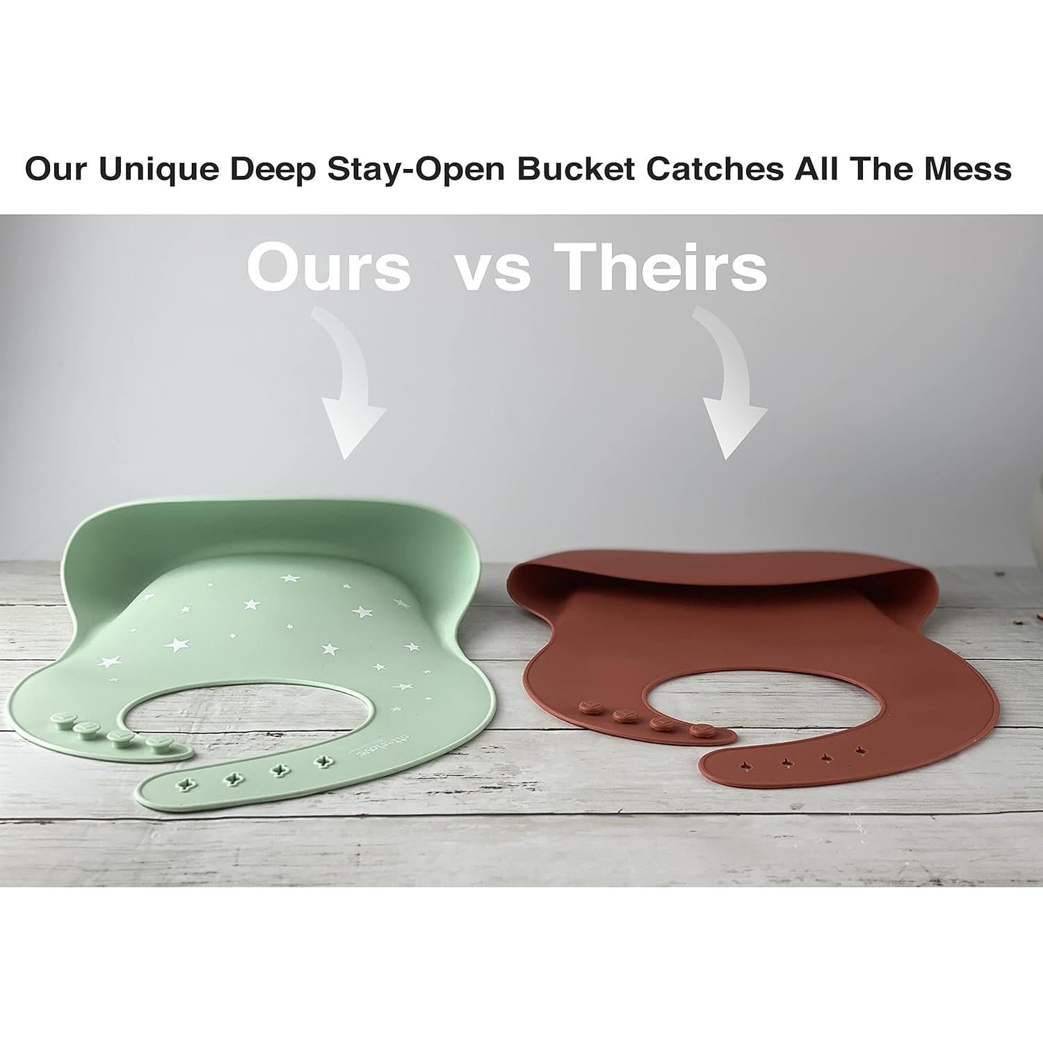 Babero de Silicona Otterlove - 2 Piezas Elefantes y Nutrias