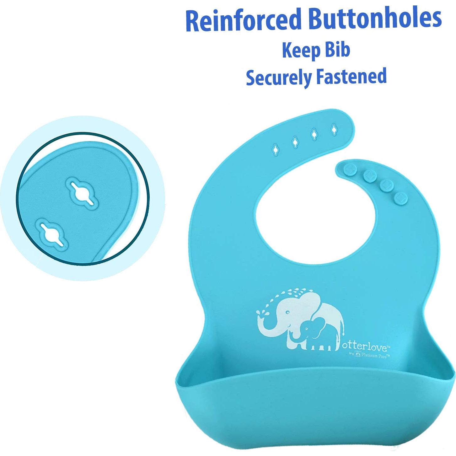 Babero de Silicona Otterlove - 2 Piezas Elefantes y Nutrias