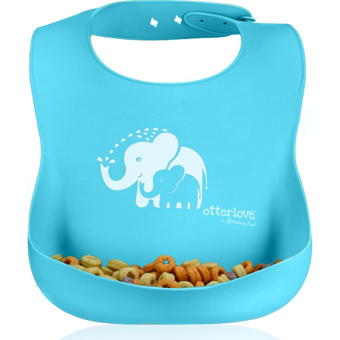 Babero de Silicona Otterlove - 2 Piezas Elefantes y Nutrias