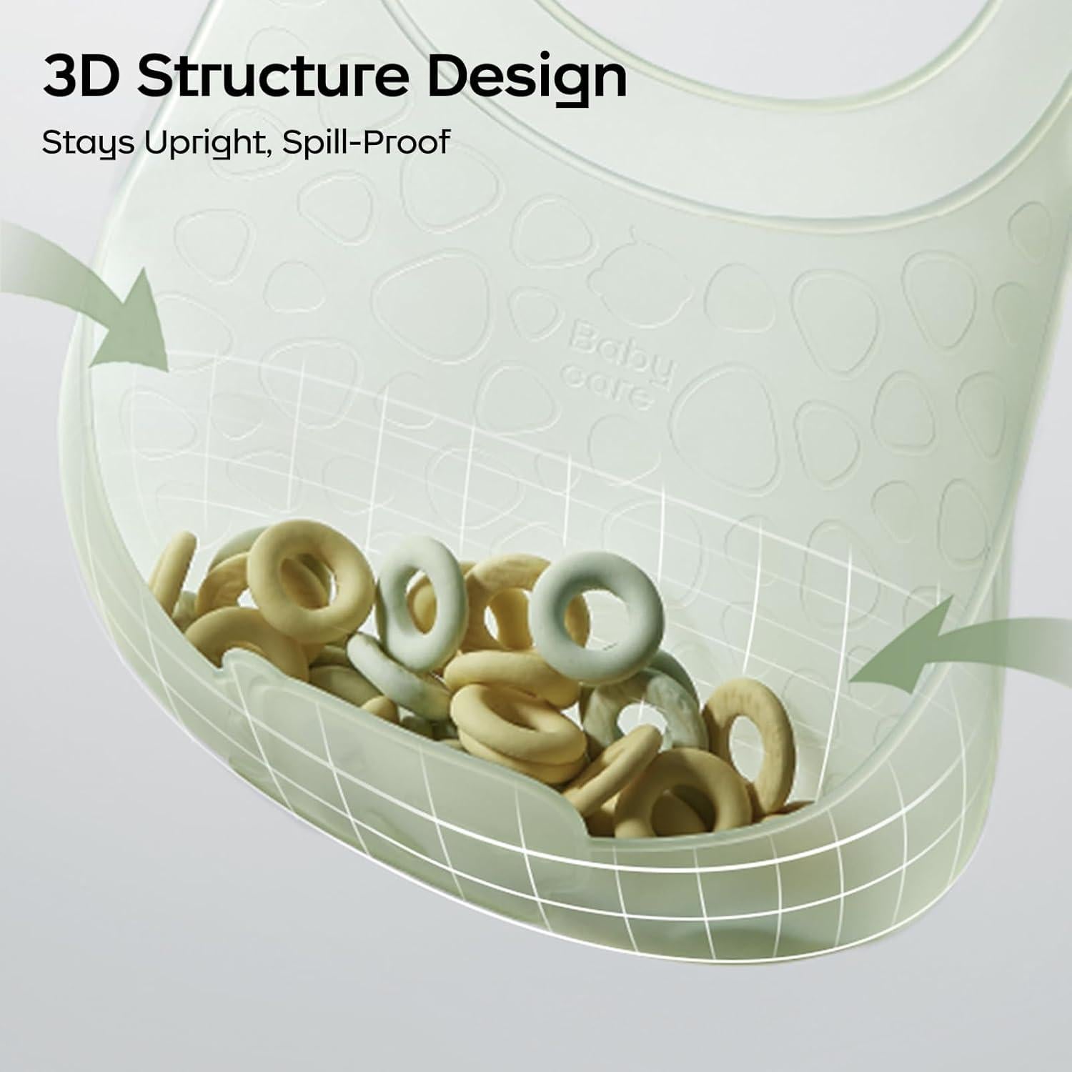 Baberos de Silicona Livianos BC Babycare con Cuello Ajustable