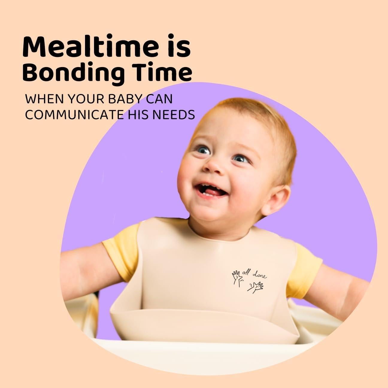 Babero de Silicona Aplainr con Lengua de Señas - Arena Rosa