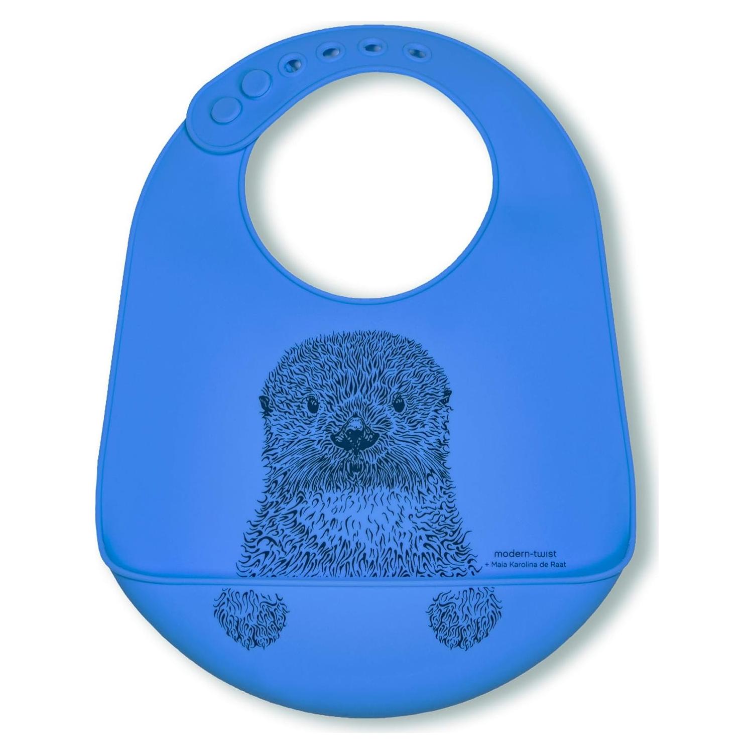 Babero Balde Modern-Twist 100% Silicona Azul Marino Ajustable