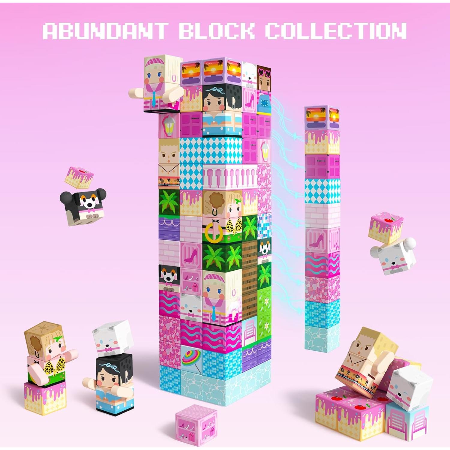 Bloques Magnéticos GobiDex 100PCS Castillo Rosa Juguetes 3+