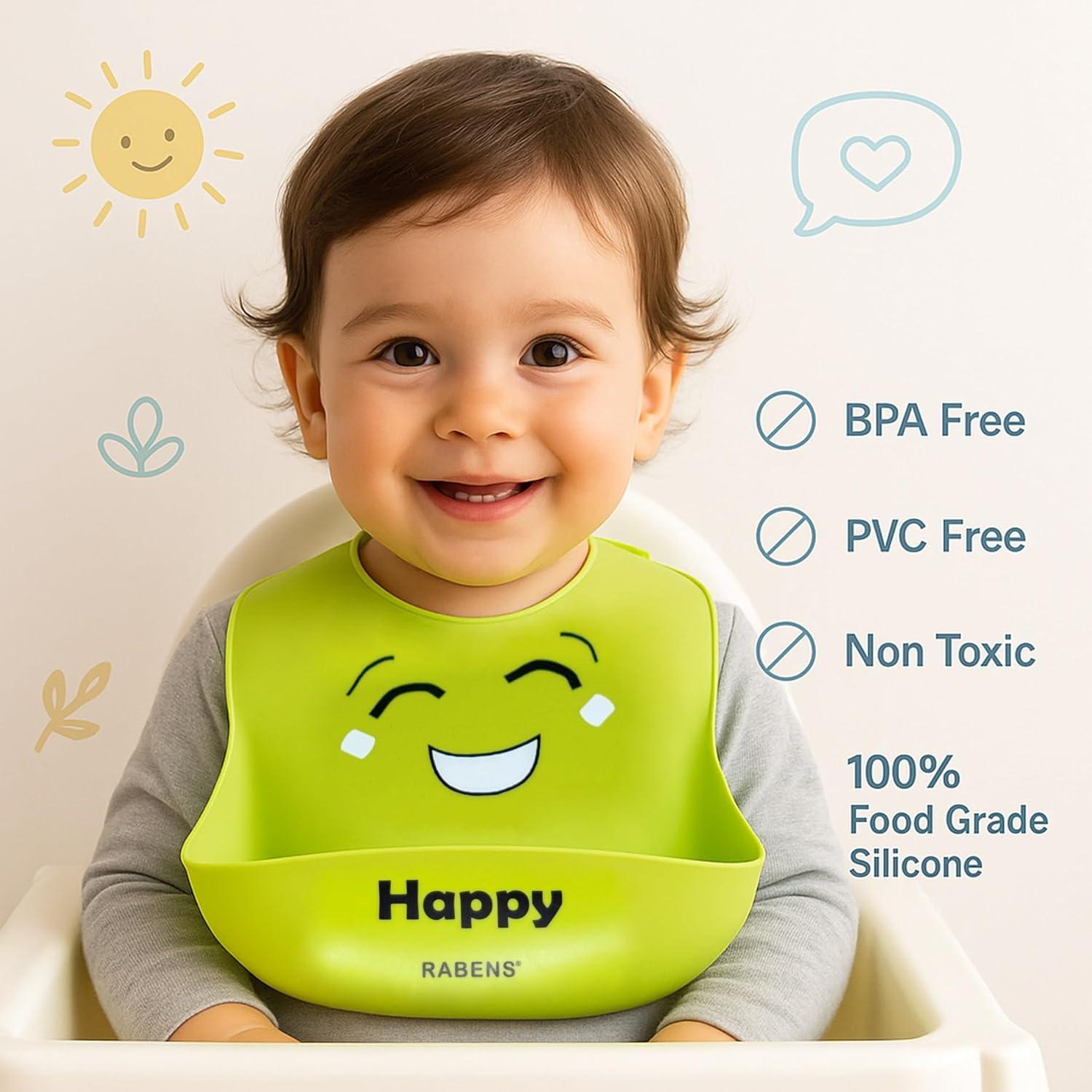 Juego de 2 Baberos de Silicona RABENS - Aprendizaje Emocional