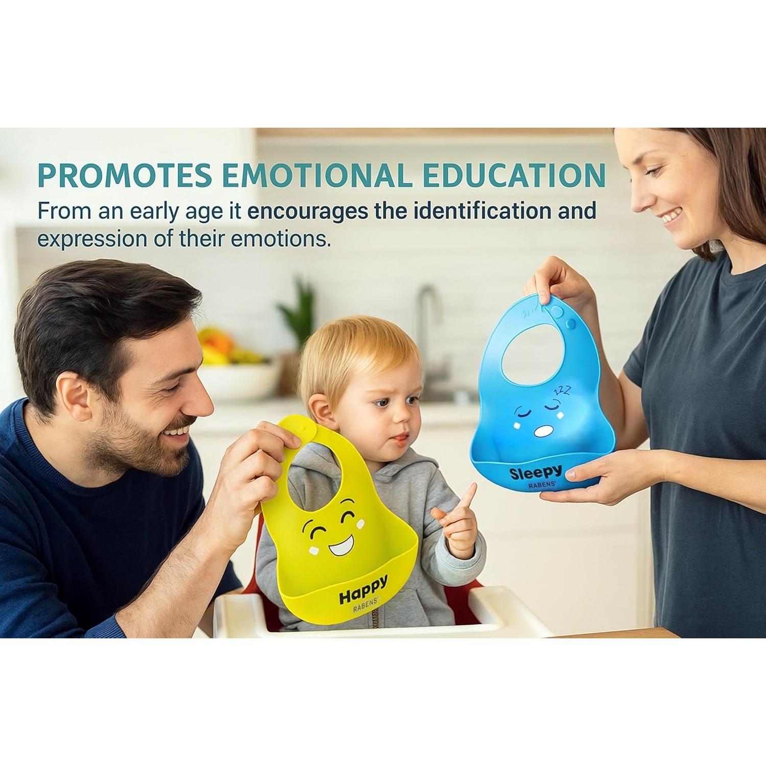 Juego de 2 Baberos de Silicona RABENS - Aprendizaje Emocional