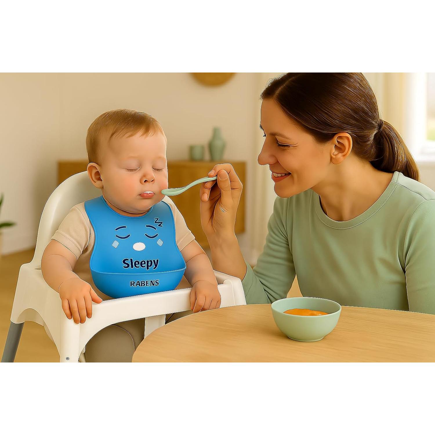 Juego de 2 Baberos de Silicona RABENS - Aprendizaje Emocional