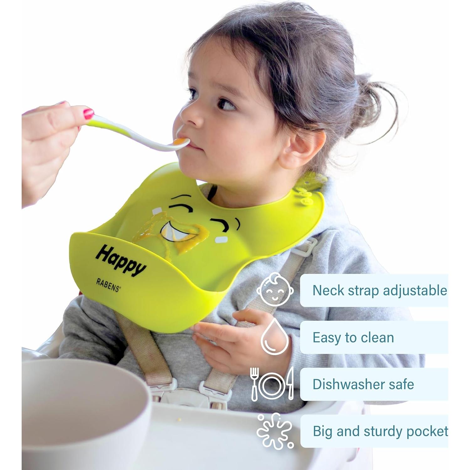 Juego de 2 Baberos de Silicona RABENS - Aprendizaje Emocional