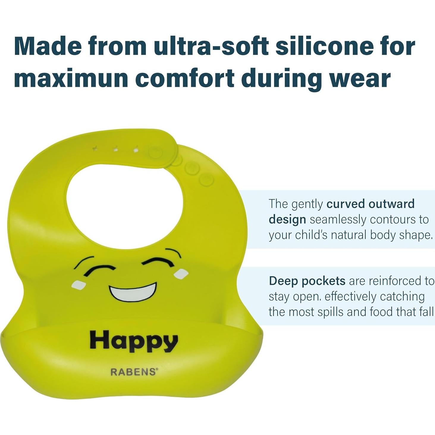 Juego de 2 Baberos de Silicona RABENS - Aprendizaje Emocional