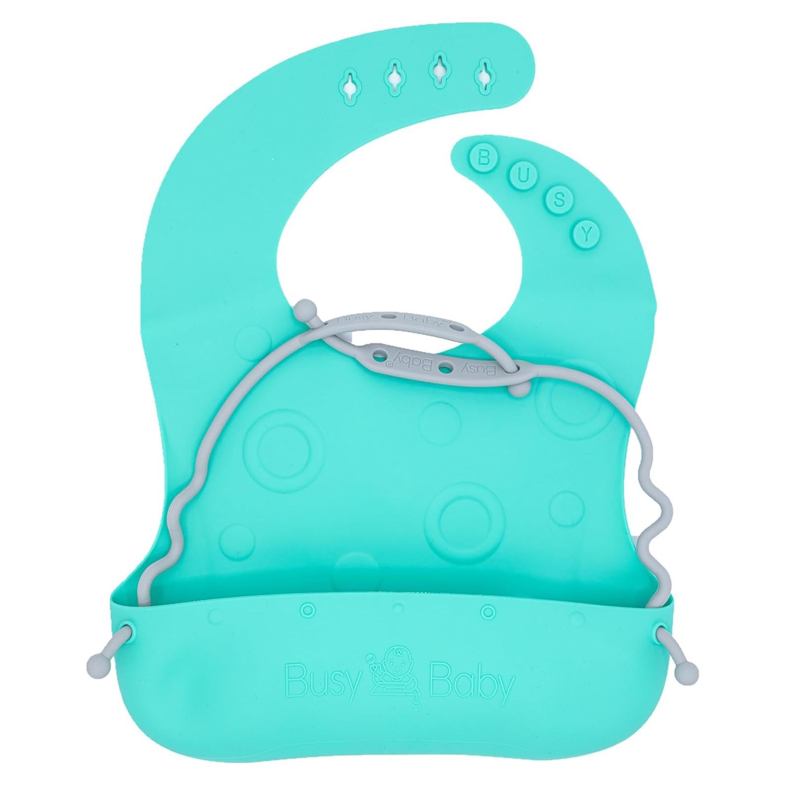 Babero de Silicona Ajustable Busy Baby Menta con Bolsillo