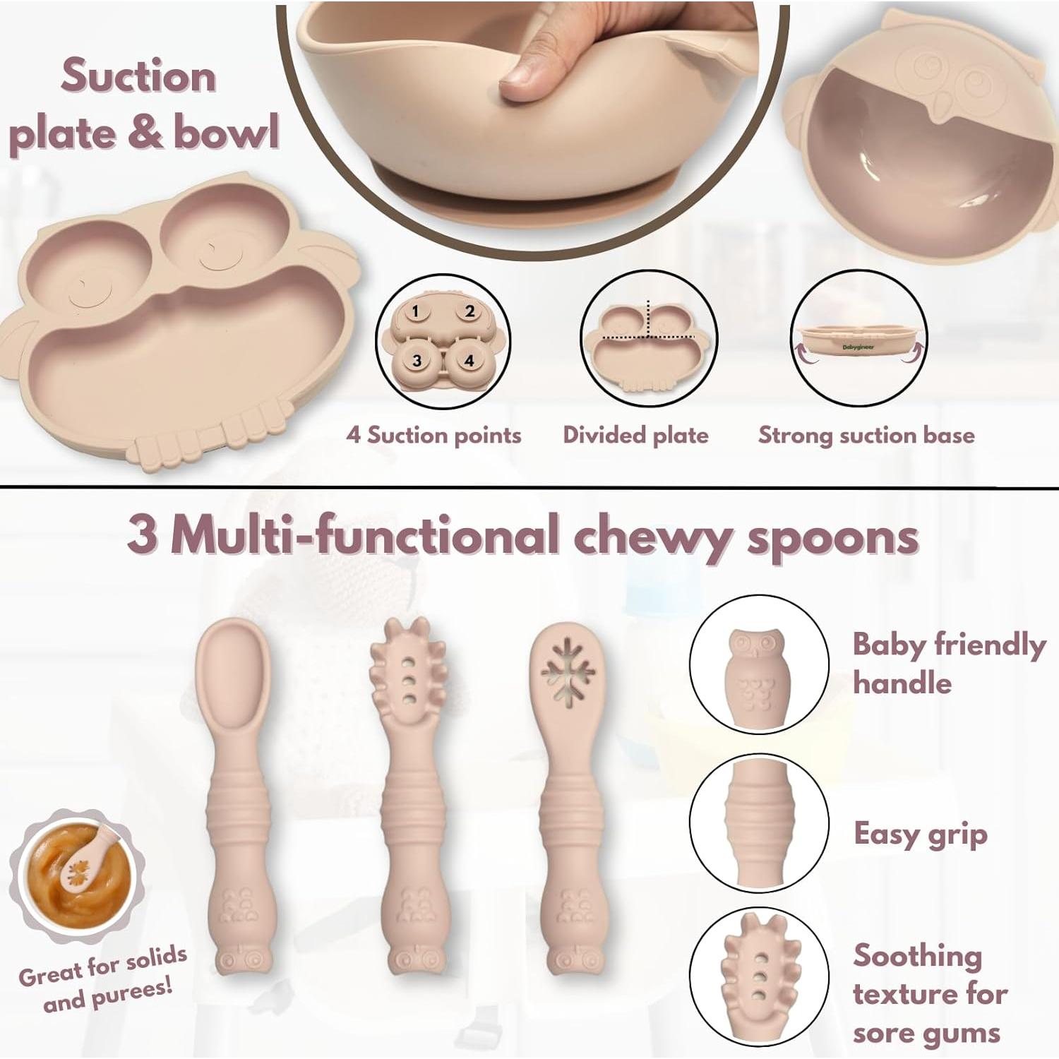 Juego de Alimentación para Bebés Babygineer - Silicona Ecológica